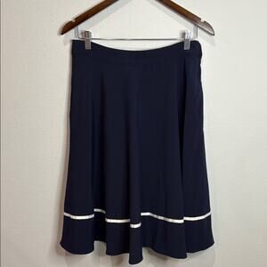 ModCloth Navy w/White Stripe Lined A-Line Skirt Size L